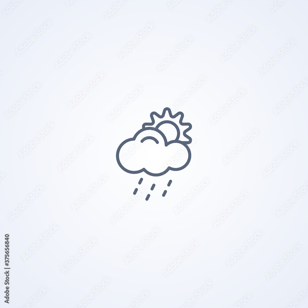 Rainy, vector best gray line icon Rainy, vector best gray line icon