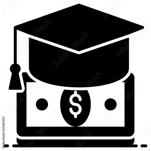 
Financial aid icon in trendy style, motherboard with laptop 
