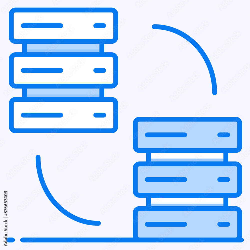 A vector design of database replication, trendy icon of database swipe ...