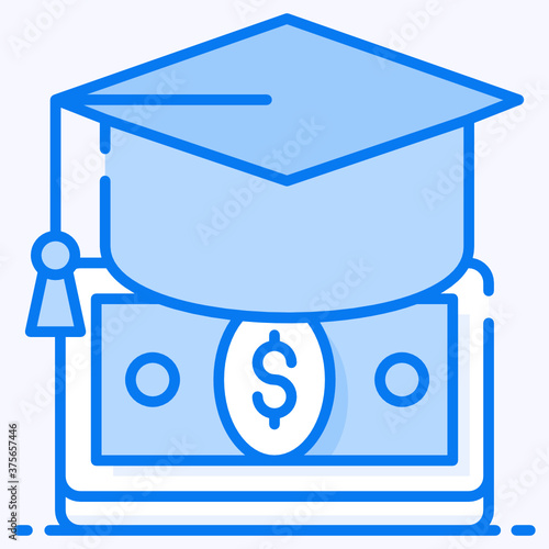 
Financial aid icon in trendy style, motherboard with laptop 

