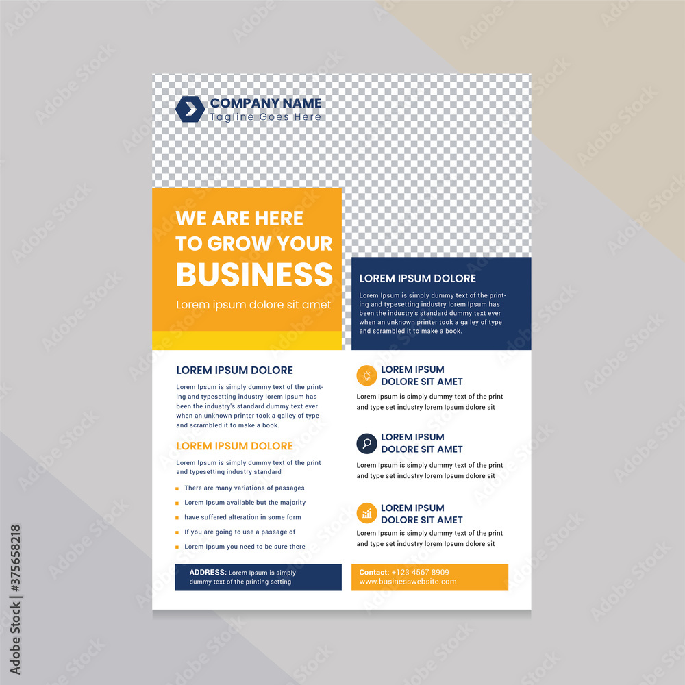 Business Agency flyer cover leaflet vector design template in a4
