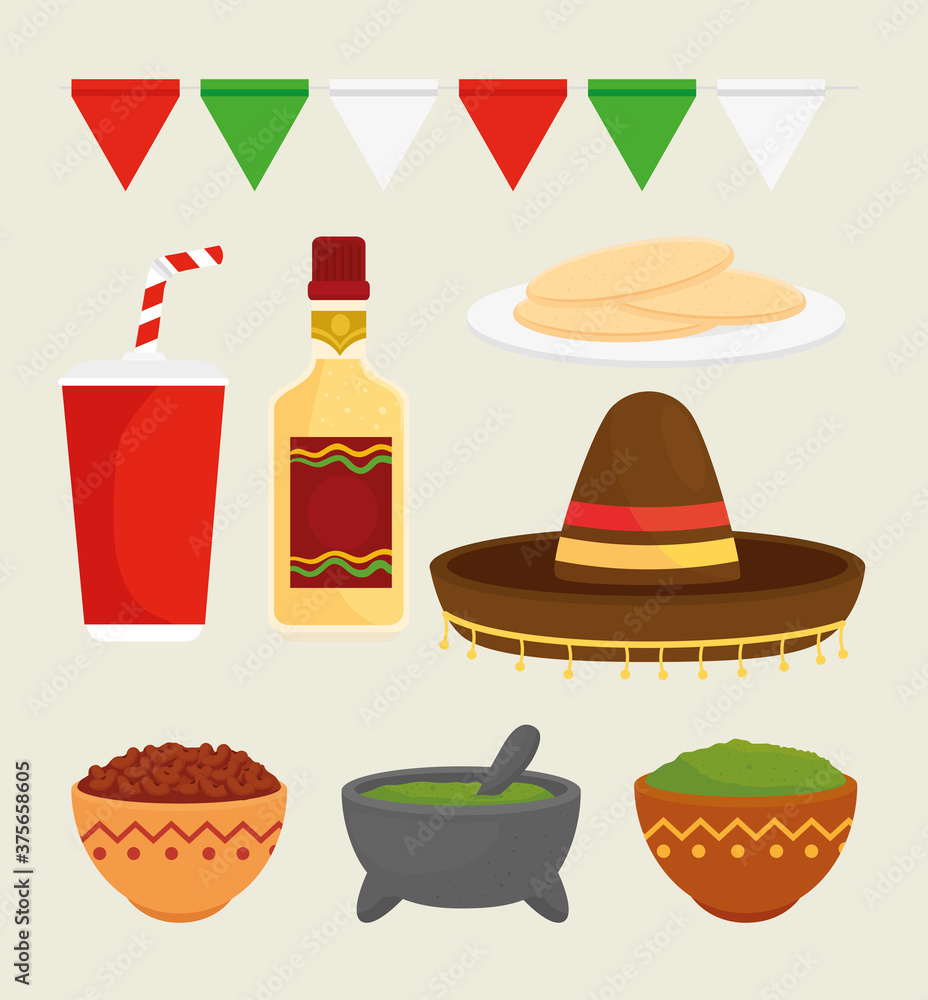 set of delicious ingredients for prepare food mexican vector illustration design set of delicious ingredients for prepare food mexican vector illustration design