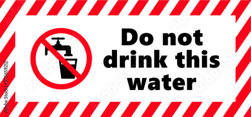 Stop, do not drink this water, faucet symbol. Not drinking bacteria water icons. Contaminated water. Flat vector legionella signs. Legionellosis. Don`t drink water tap sign Suitable drinkable water.