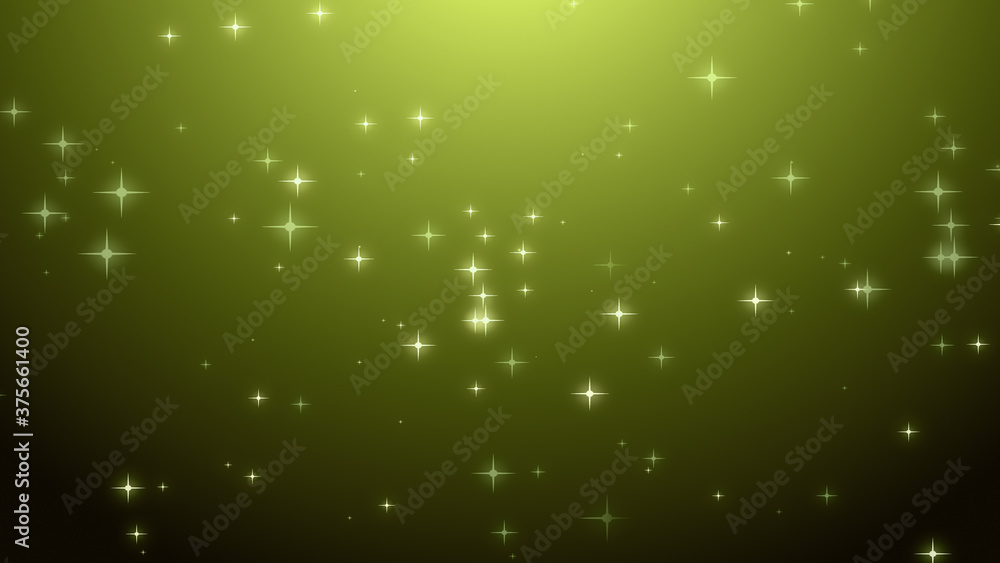 Obraz premium Christmas green yellow starry background.