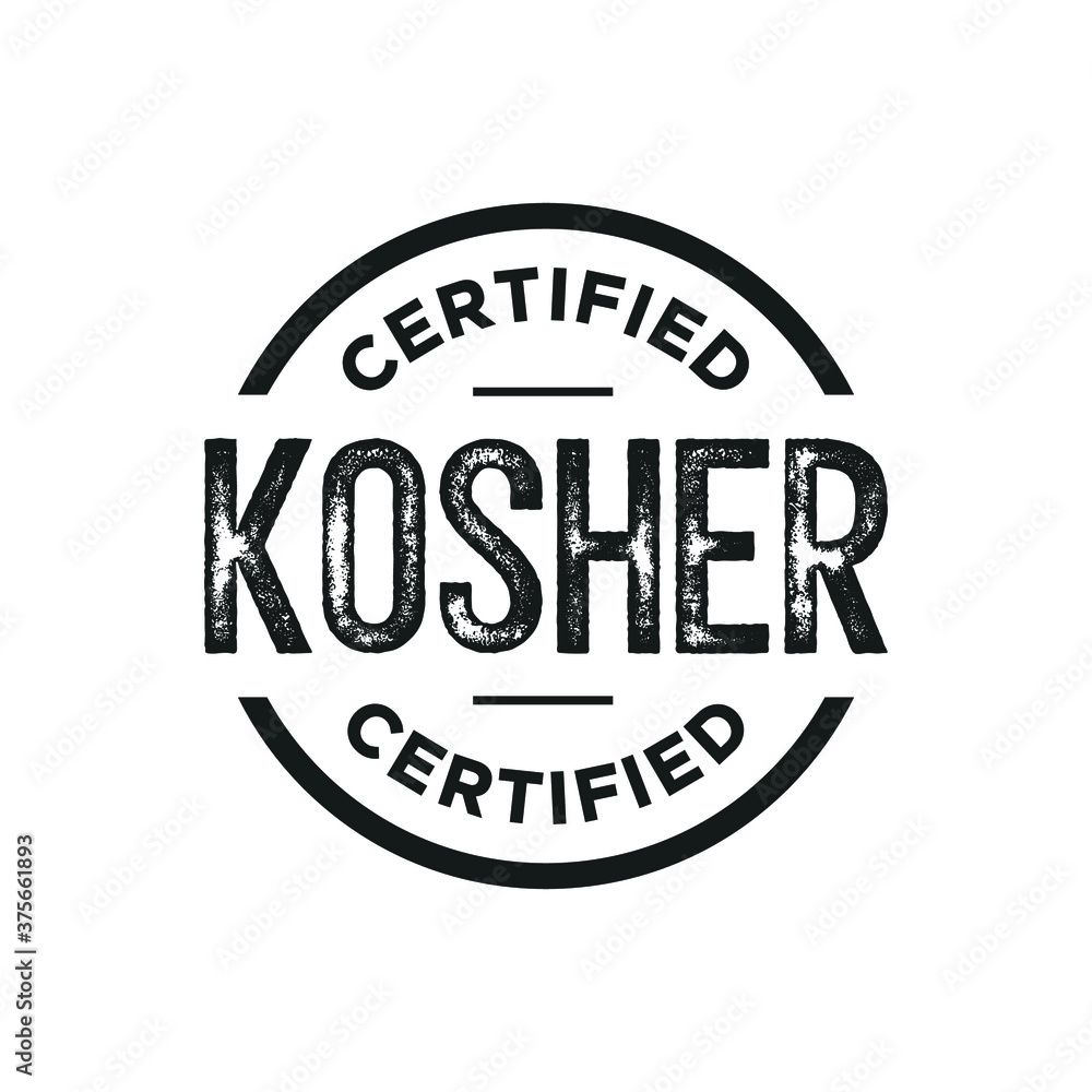 Kosher Food Certificate, Label, Kosher Food Sticker Stamp, Vector Illustration Background