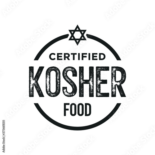 Kosher Food Certificate, Label, Kosher Food Sticker Stamp, Vector Illustration Background