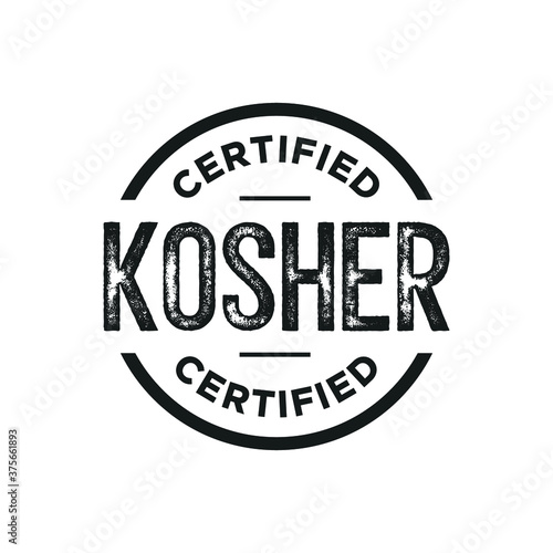 Kosher Food Certificate, Label, Kosher Food Sticker Stamp, Vector Illustration Background