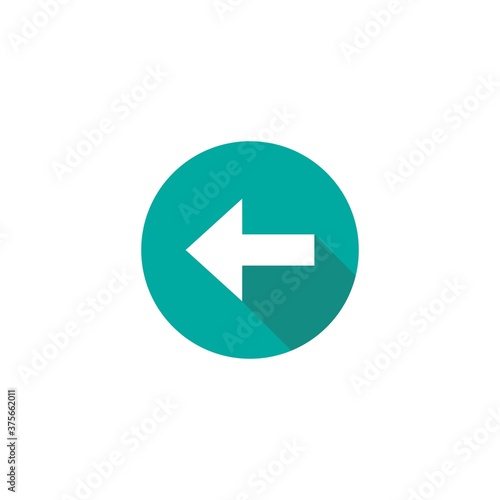 Free Download White left squared arrow with shadow in turquoise blue circle. flat icon. - GFXLoad