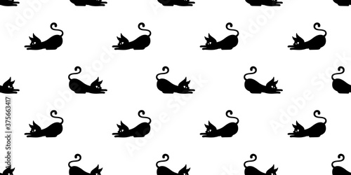 cat seamless pattern Halloween kitten vector calico cartoon scarf isolated repeat wallpaper tile background character doodle illustration design © CNuisin