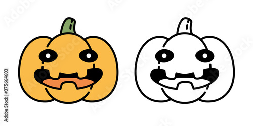 pumpkin Halloween vector icon logo symbol smile character cartoon ghost illustration doodle design