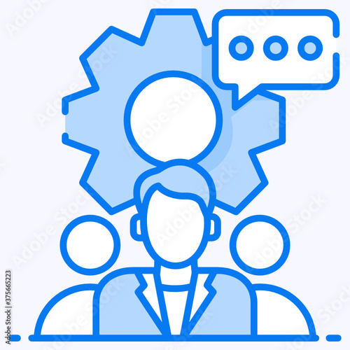  Gear with person, team management or human resources icon design 