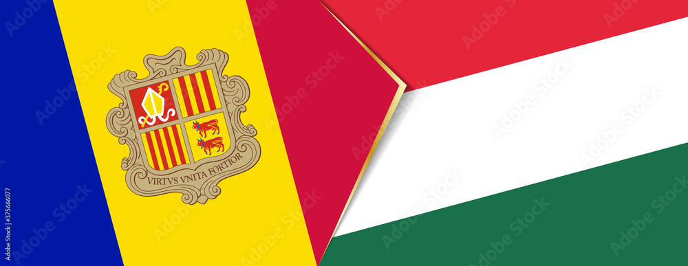 Andorra and Hungary flags, two vector flags.