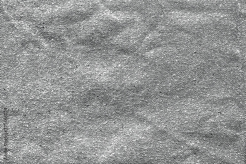 Grunge texture of coarse fabric with a clear interweaving of threads. Monochrome background unevenly filled by the noise of small particles. Vector illustration. Overlay template.