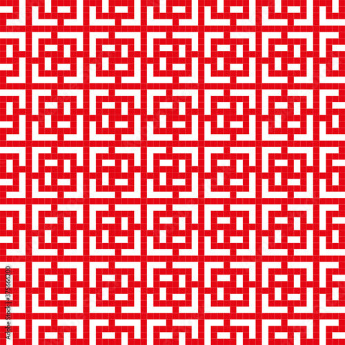 monochrome ethnic seamless pattern, in red and white colors