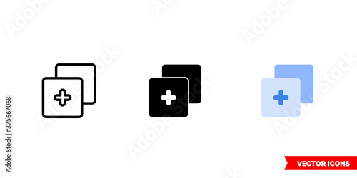 Tab icon of 3 types color, black and white, outline. Isolated vector sign symbol.