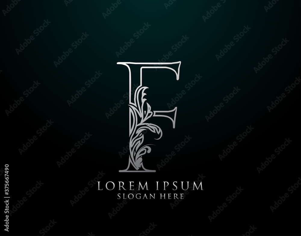 Classic F Letter Icon. Luxury Silver calligraphic alphabet arts logo. Vintage drawn emblem for book design, brand name, stamp, Restaurant, Boutique, Hotel. Classic F Letter Icon. Luxury Silver calligraphic alphabet arts logo. Vintage drawn emblem for book design, brand name, stamp, Restaurant, Boutique, Hotel.