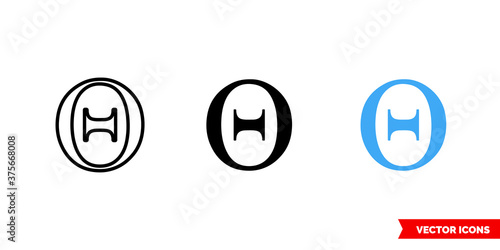 Theta symbol icon of 3 types color, black and white, outline. Isolated vector sign symbol.