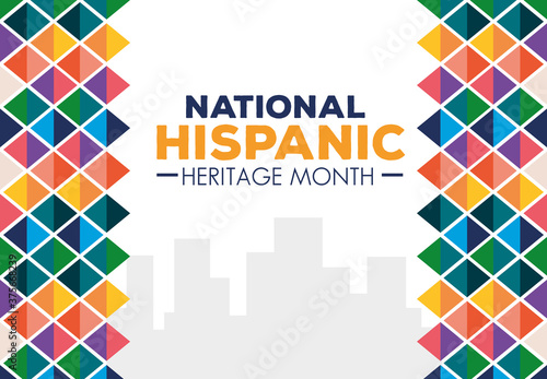 hispanic and latino americans culture, national hispanic heritage month in september and october of different colors decoration vector illustration design photo