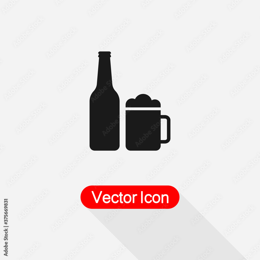 Beer Bottle With Beer Mug Icon, Beer Icon Vector Illustration Eps10 Beer Bottle With Beer Mug Icon, Beer Icon Vector Illustration Eps10