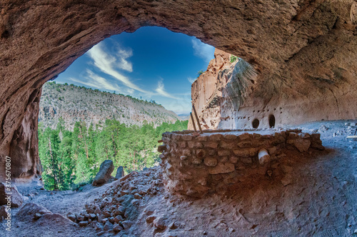 Kiva in an Acient Cave Bandelier National Monument New Mexico USA  photo