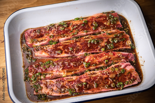 Korean style marinated fresh short rib with bone