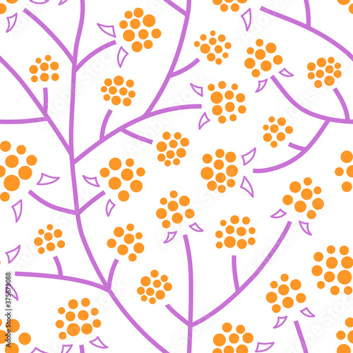 White seamless pattern with endless cloudberry thickets. Perfect for packaging, bed clothes, paperhangings.
