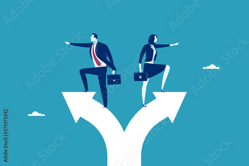 Conflict of opinion. The couple has different opinions. Concept vector illustration..