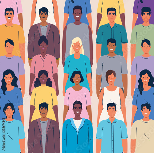 crowd people together multi ethnic, diversity and multiculturalism concept vector illustration design