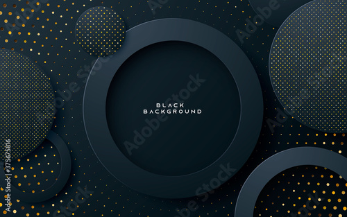 Black circle layer background with gold  glitters