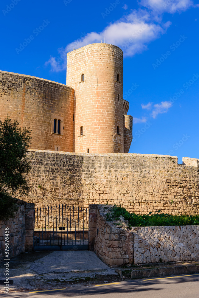 Sightseeing of Mallorca. Bellver Castle - a popular architectural and tourist attraction, Mallorca island, Balearic Islands, Spain