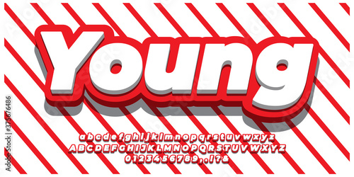 alphabet modern red and white 3d text effect design template