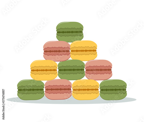 Macaroons. French food. Vector food for restaurant menu