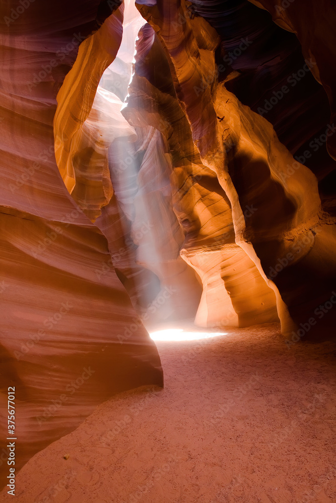 Sunlight penetrates Antelope Canyon in Arizona