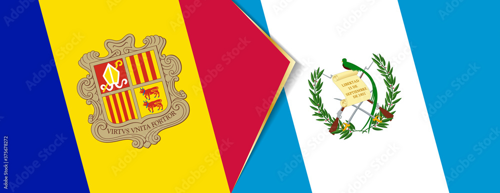 Andorra and Guatemala flags, two vector flags.