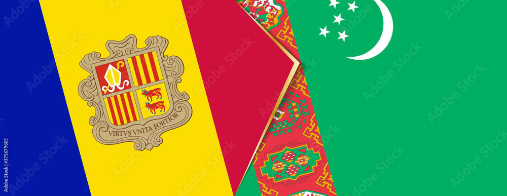 Andorra and Turkmenistan flags, two vector flags. Andorra and Turkmenistan flags, two vector flags.