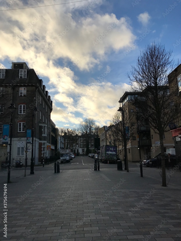 street at sunset