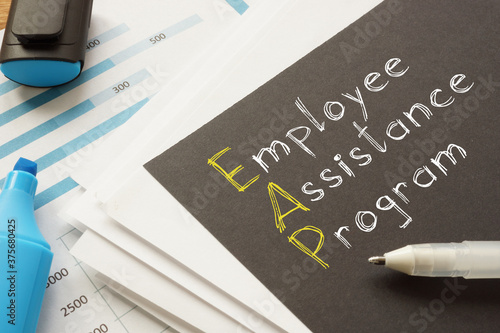 Employee assistance program EAP is shown on the business photo photo