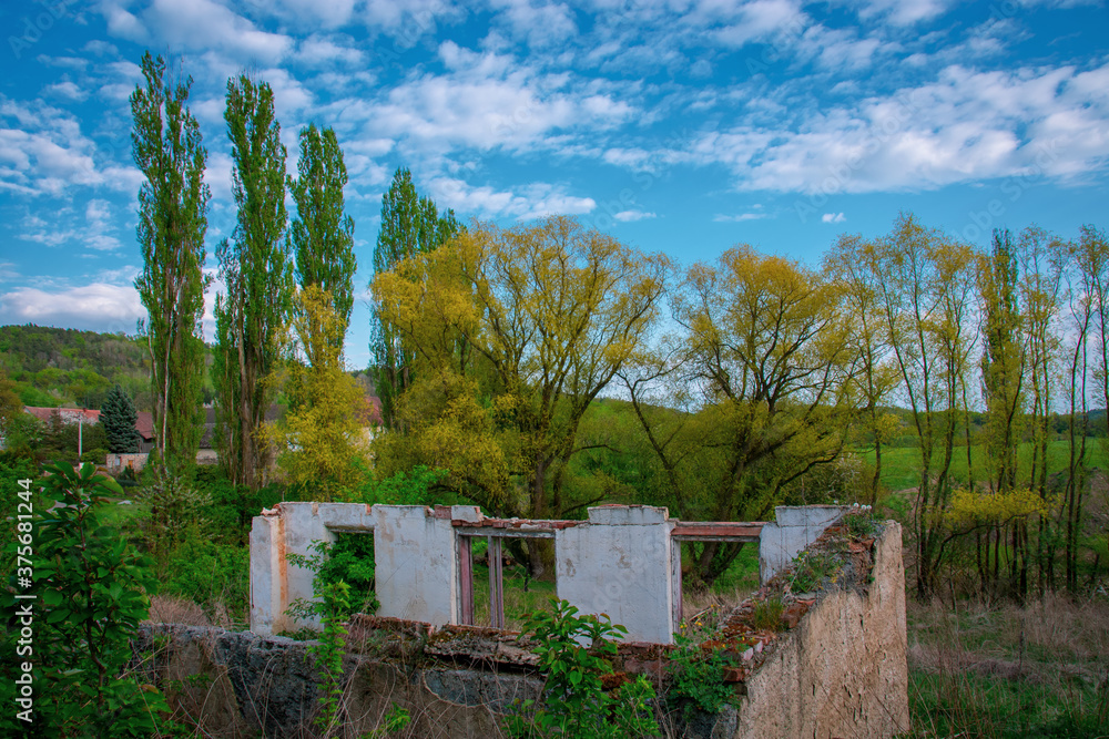 Fototapeta premium Ruins of old house at Teletin village, Czech republic
