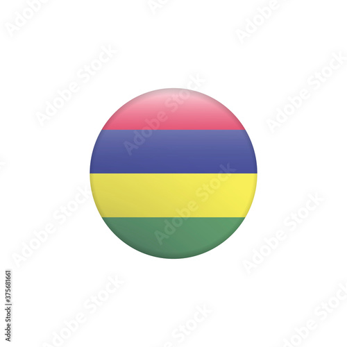Vector illustration flag of Mauritius icon. Round national flag of Mauritius. Flag Glossy Button.