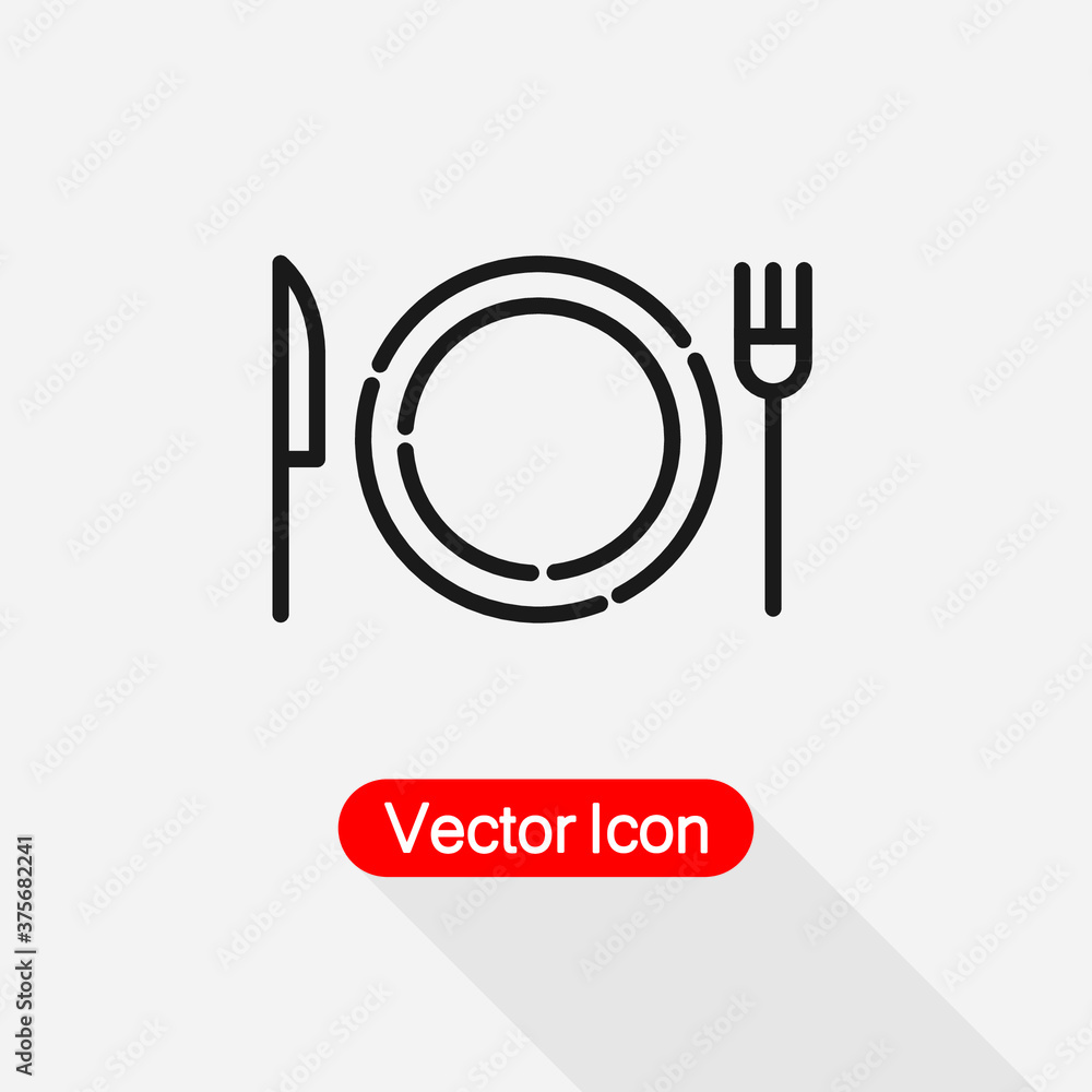 Dish WIth Fork And Knife Icon Vector Illustration Eps10 Dish WIth Fork And Knife Icon Vector Illustration Eps10