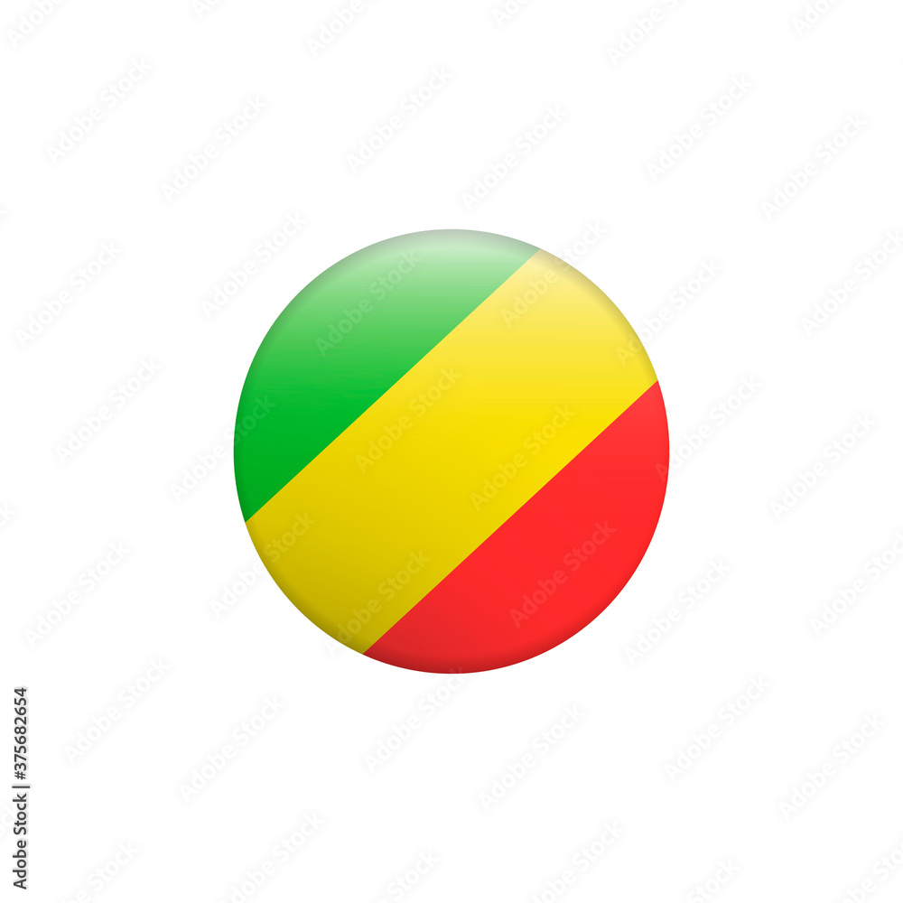 Fototapeta premium Republic of the Congo. Flag Glossy Button.