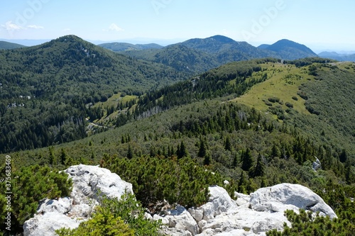 The beautiful Premuziceva Staza mountain path, Velebit National Park, Dinaric Mountains, Croatia.  photo