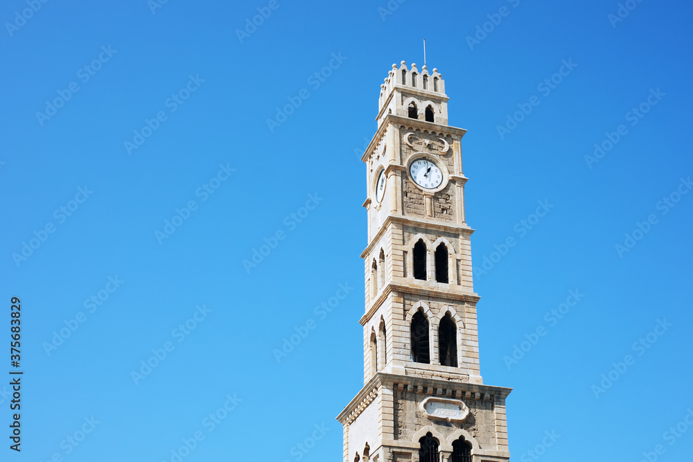 The clock tower of Khan al-Umdan.