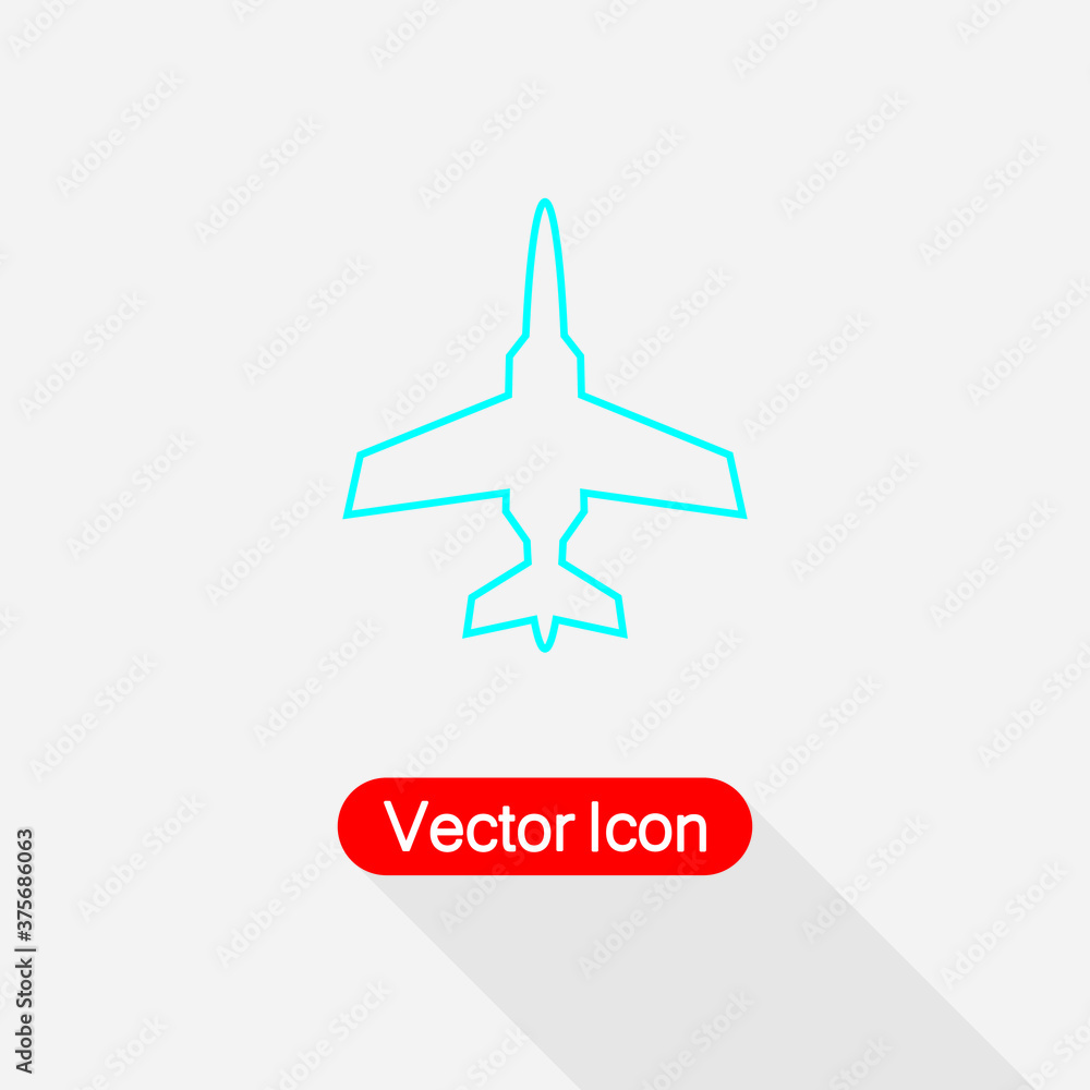 Fototapeta premium Fighter Plane Icon, Plane Icon vector illustration Eps10
