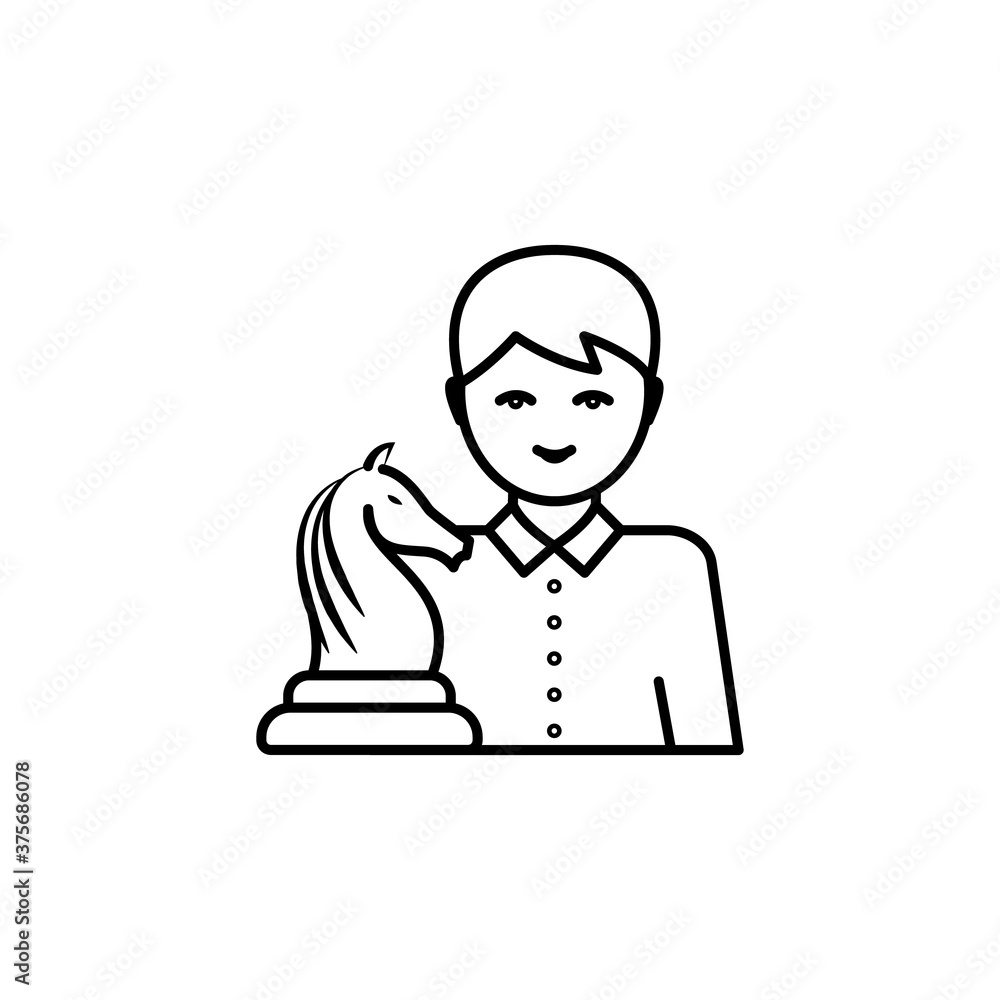winning player, chess line icon. Signs and symbols can be used for web, logo, mobile app, UI, UX winning player, chess line icon. Signs and symbols can be used for web, logo, mobile app, UI, UX