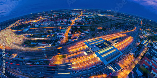 Fototapeta Naklejka Na Ścianę i Meble -  Halle Saale Train Station aerial