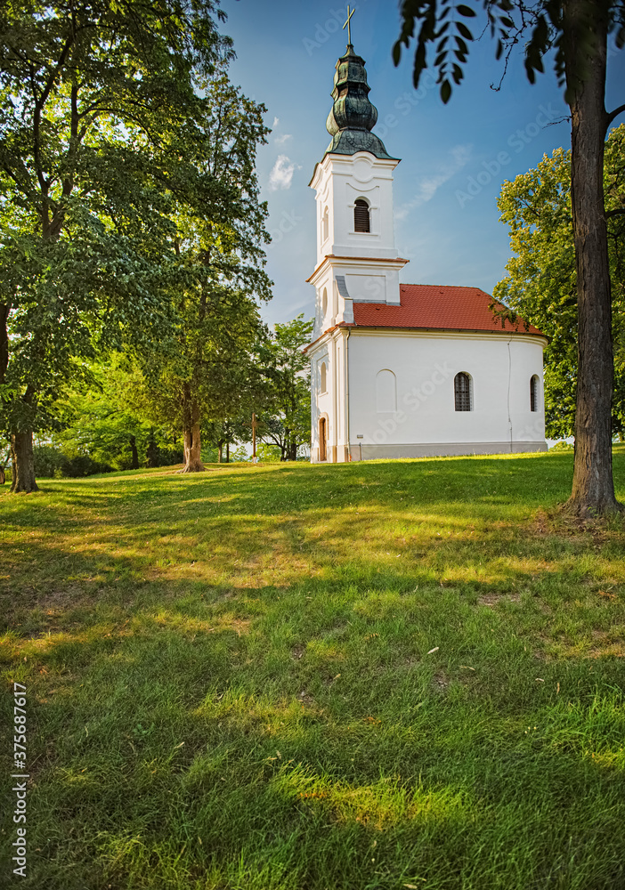 Nice white chapel at Szantodpuszta, Hungary