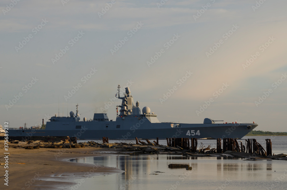 August, 2020 - Severodvinsk. Russian military frigate 