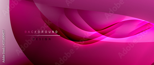 Fluid gradient waves with shadow lines and glowing light effect, modern flowing motion abstract background for cover, placards, poster, banner or flyer
