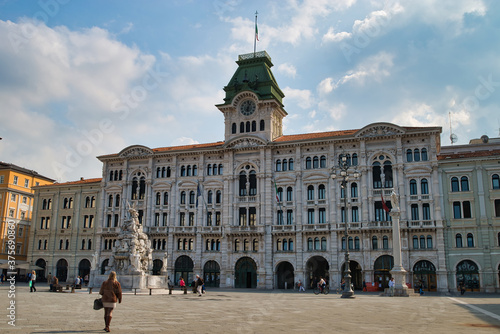 City Hall, Palazzo del Municipio, Trieste, Italy. Historic building on the square.